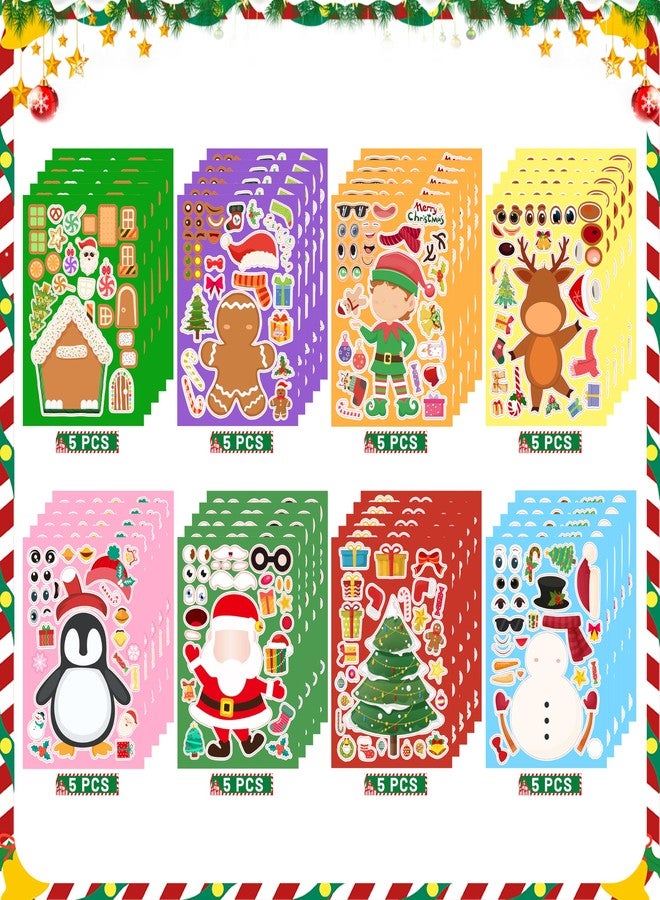 Chambom Christmas Stickers for Kids - 40 Sheets Stocking Stuffers & Christmas Party Favors Supplies Games Activities, Xmas DIY Craft Stickers Holiday Sticker for Crafts, Make a Face Sticker Xmas Gifts - Image 4
